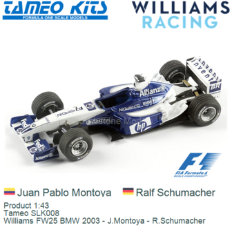 Product 1:43 | Tameo SLK008 | Williams FW25 BMW 2003 - J.Montoya - R.Schumacher
