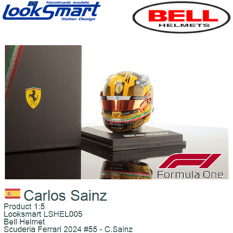 Product 1:5 | Looksmart LSHEL005 | Bell Helmet | Scuderia Ferrari 2024 #55 - C.Sainz