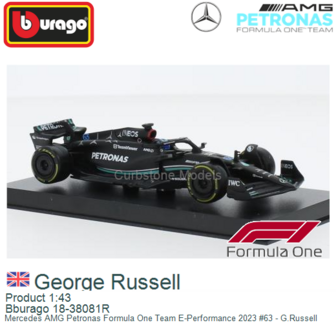 Product 1:43 | Bburago 18-38081R | Mercedes AMG Petronas Formula One Team E-Performance 2023 #63 - G.Russell