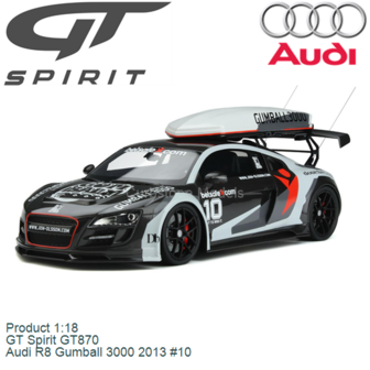 Product 1:18 | GT Spirit GT870 | Audi R8 Gumball 3000 2013 #10