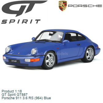 Product 1:18 | GT Spirit GT887 | Porsche 911 3.6 RS (964) Blue