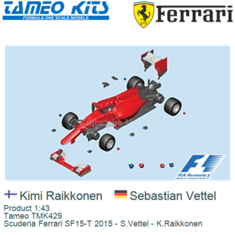 Product 1:43 | Tameo TMK429 | Scuderia Ferrari SF15-T 2015 - S.Vettel - K.Raikkonen