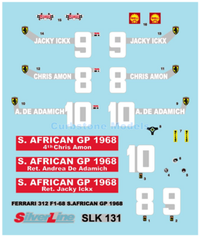 Product 1:43 | Tameo SLK131 | Scuderia Ferrari 212 F1-68 1968 #9 - J.Ickx - A.De Adamich - C.Amon