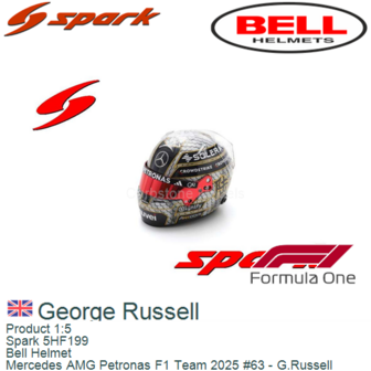 Product 1:5 | Spark 5HF199 | Bell Helmet | Mercedes AMG Petronas F1 Team 2025 #63 - G.Russell