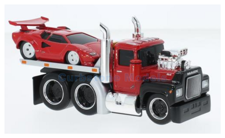 Product 1:64 | Maisto 11532-11552 | Mack R685ST Flatbed With Lamborghini Countach Red and Black