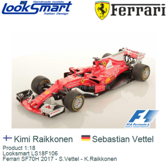 Product 1:18 | Looksmart LS18F106 | Ferrari SF70H 2017 - S.Vettel - K.Raikkonen