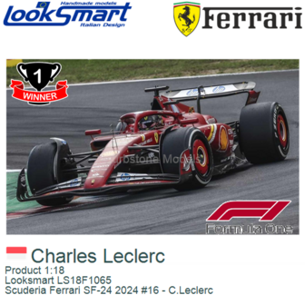 Product 1:18 | Looksmart LS18F1065 | Scuderia Ferrari SF-24 2024 #16 - C.Leclerc