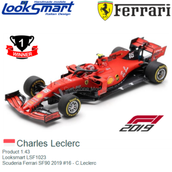 Product 1:43 | Looksmart LSF1023 | Scuderia Ferrari SF90 2019 #16 - C.Leclerc