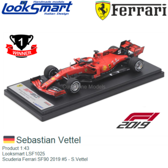 Product 1:43 | Looksmart LSF1025 | Scuderia Ferrari SF90 2019 #5 - S.Vettel