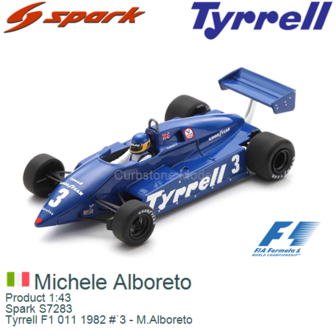 Product 1:43 | Spark S7283 | Tyrrell F1 011 1982 #`3 - M.Alboreto