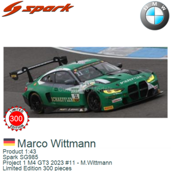 Product 1:43 | Spark SG985 |  Project 1 M4 GT3 2023 #11 - M.Wittmann