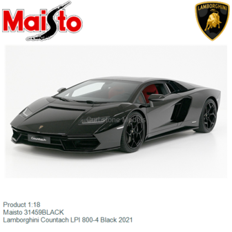 Product 1:18 | Maisto 31459BLACK | Lamborghini Countach LPI 800-4 Black 2021