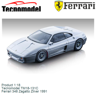 Product 1:18 | Tecnomodel TM18-131C | Ferrari 348 Zagatto Zilver 1991
