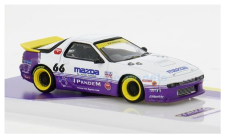 Product 1:64 | Tarmac Works T64-066-WP | Pandem Mazda RX7 (FC3S) White and Purple 1985