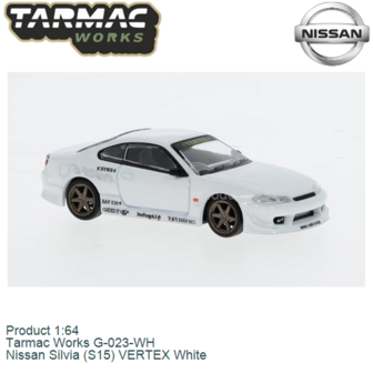 Product 1:64 | Tarmac Works G-023-WH | Nissan Silvia (S15) VERTEX White