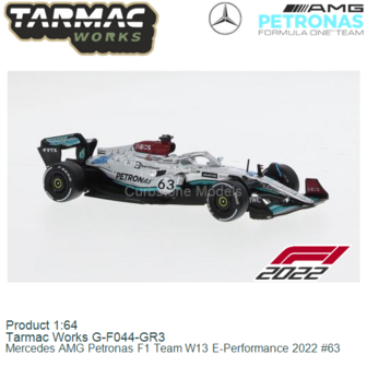 Product 1:64 | Tarmac Works G-F044-GR3 | Mercedes AMG Petronas F1 Team W13 E-Performance 2022 #63