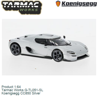 Product 1:64 | Tarmac Works G-TL051-SL | Koenigsegg CC850 Silver