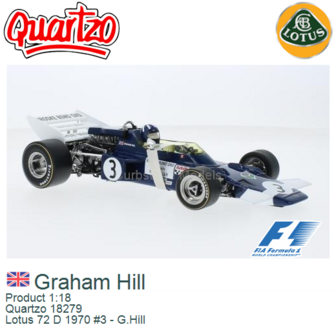Product 1:18 | Quartzo 18279 | Lotus 72 D 1970 #3 - G.Hill