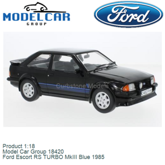 Product 1:18 | Model Car Group 18420 | Ford Escort RS TURBO MkIII Blue 1985