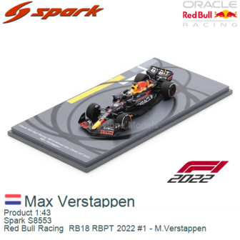 Product 1:43 | Spark S8553 | Red Bull Racing  RB18 RBPT 2022 #1 - M.Verstappen