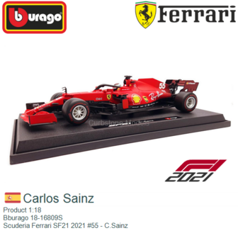 Product 1:18 | Bburago 18-16809S | Scuderia Ferrari SF21 2021 #55 - C.Sainz