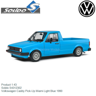 Product 1:43 | Solido S4312302 | Volkswagen Caddy Pick-Up Miami Light Blue 1990