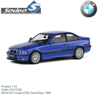 Product 1:43 | Solido S4315202 | BMW M3 Coup&eacute; (E36) Estoril Blue 1999