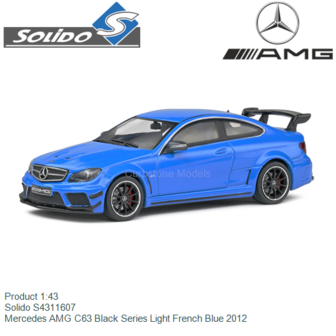 Product 1:43 | Solido S4311607 | Mercedes AMG C63 Black Series Light French Blue 2012