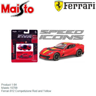Product 1:64 | Maisto 15709 | Ferrari 812 Competizione Red and Yellow
