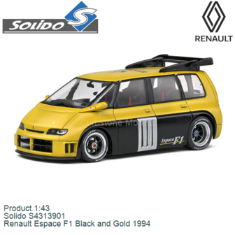 Product 1:43 | Solido S4313901 | Renault Espace F1 Black and Gold 1994