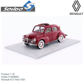 Product 1:18 | Solido S1806603 | Renault 4CV Red 1951
