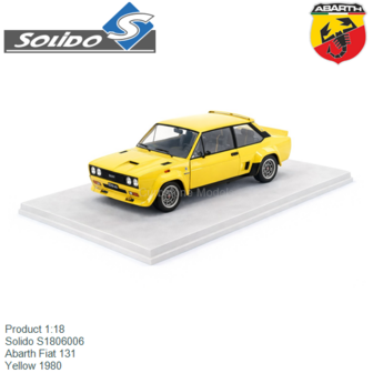 Product 1:18 | Solido S1806006 | Abarth Fiat 131 | Yellow 1980