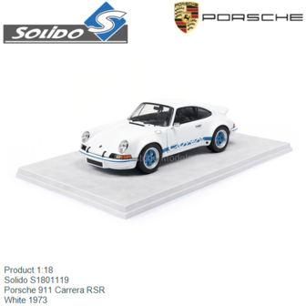 Product 1:18 | Solido S1801119 | Porsche 911 Carrera RSR | White 1973