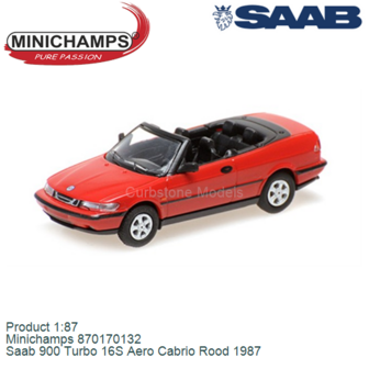 Product 1:87 | Minichamps 870170132 | Saab 900 Turbo 16S Aero Cabrio Rood 1987