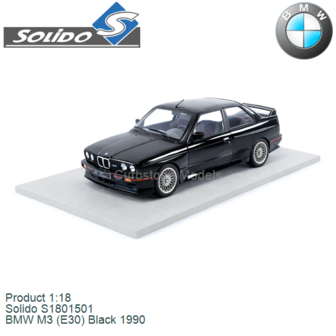 Product 1:18 | Solido S1801501 | BMW M3 (E30) Black 1990
