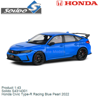Product 1:43 | Solido S4314301 | Honda Civic Type-R Racing Blue Pearl 2022