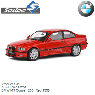 Product 1:43 | Solido S4315201 | BMW M3 Coup&eacute; (E36) Red 1999