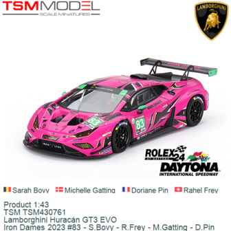 Product 1:43 | TSM TSM430761 | Lamborghini Hurac&aacute;n GT3 EVO | Iron Dames 2023 #83 - S.Bovy - R.Frey - M.Gatting - D.Pin