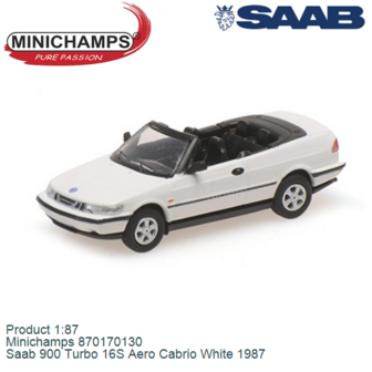 Product 1:87 | Minichamps 870170130 | Saab 900 Turbo 16S Aero Cabrio White 1987