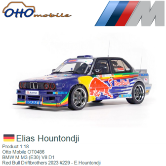 Product 1:18 | Otto Mobile OT0486 | BMW M M3 (E30) V8 D1 | Red Bull Driftbrothers 2023 #229 - E.Hountondji