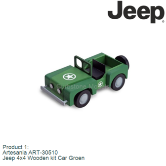 Product 1: | Artesania ART-30510 | Jeep 4x4 Wooden kit Car Groen