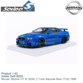 Product 1:43 | Solido S4318202 | Nissan Skyline GT-R (R34) Z-Tune Bayside Blue (TV2) 1999