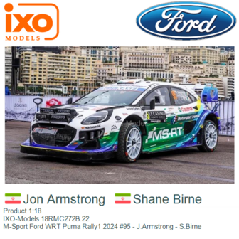 Product 1:18 | IXO-Models 18RMC272B.22 | M-Sport Ford WRT Puma Rally1 2024 #95 - J.Armstrong - S.Birne