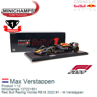 Product 1:12 | Minichamps 127221501 | Red Bull Racing Honda RB18 2022 #1 - M.Verstappen