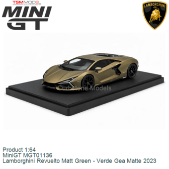 Product 1:64 | MiniGT MGT01136 | Lamborghini Revuelto Matt Green - Verde Gea Matte 2023
