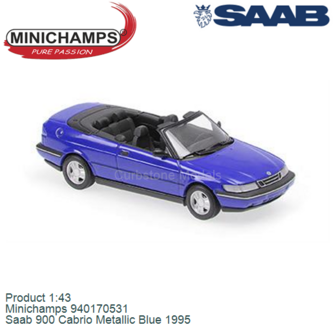 Product 1:43 | Minichamps 940170531 | Saab 900 Cabrio Metallic Blue 1995