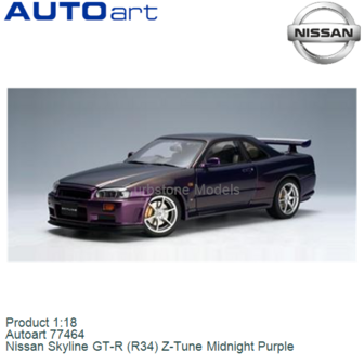 Product 1:18 | Autoart 77464 | Nissan Skyline GT-R (R34) Z-Tune Midnight Purple