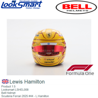 Product 1:5 | Looksmart LSHEL008 | Bell Helmet | Scuderia Ferrari 2025 #44 - L.Hamilton