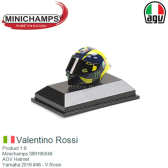 Product 1:8 | Minichamps 399190046 | AGV Helmet | Yamaha 2019 #46 - V.Rossi