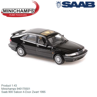 Product 1:43 | Minichamps 940170501 | Saab 900 Saloon 4-Door Zwart 1995
